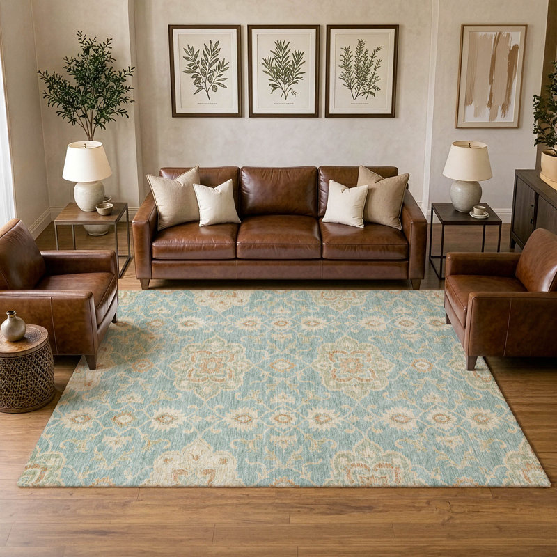 Tapis Chantille ACN3077 Global, lavable à la machine, intérieur/extérieur, Sarcelle, 10 pi x 14 pi