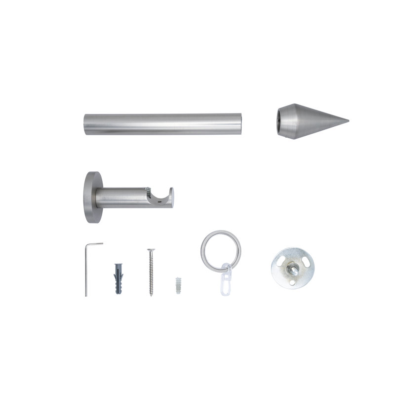 Single Curtain Pole, Stainless Steel, 2cm H x 120cm W x 6.5cm D