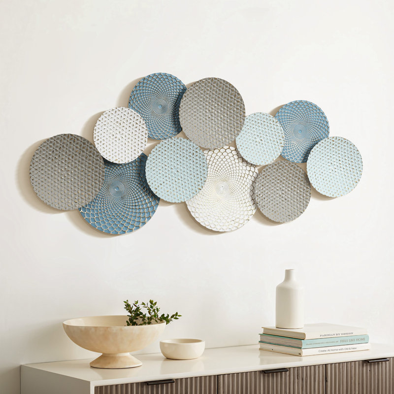 Distressed Multi-Color Pastels 47.4-Inch Wide Abstract Metal Wall Decor