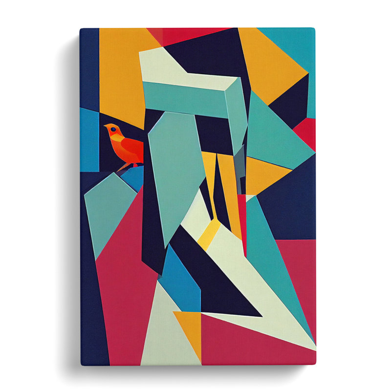 Abstract Bird Cubism - Wrapped Canvas, 50cm H x 35cm W x 3cm D