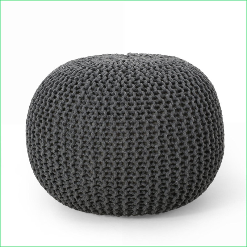 Coussin de sol rond en coton tricoté pour repose-pieds, gris ardoise | Gris ardoise | Coton, Gris