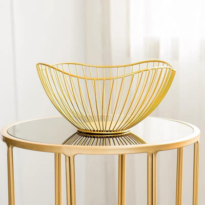 Metal Desktop Fruits Basket Storage Bowl