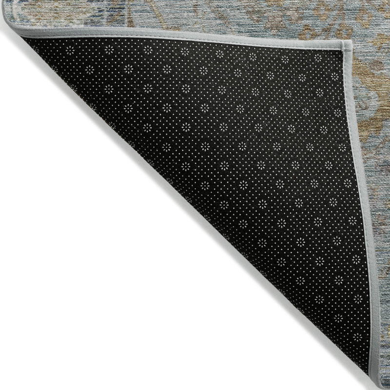 Teal Rectangular Washable Synthetic Indoor/Outdoor Rug 3' x 5'