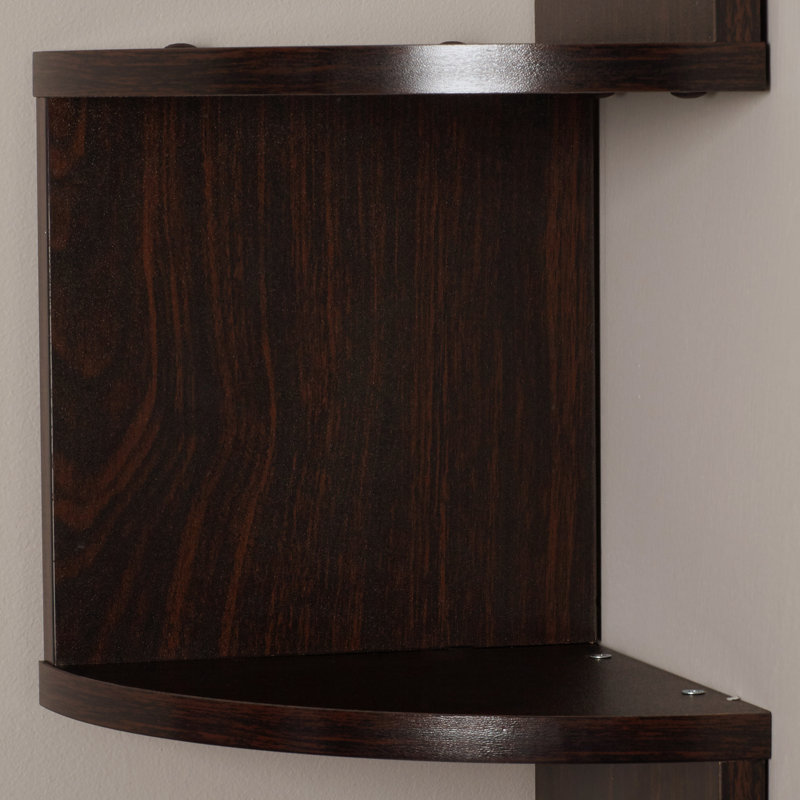 Saveliy 5 Tier Corner Wall Shelf, Walnut
