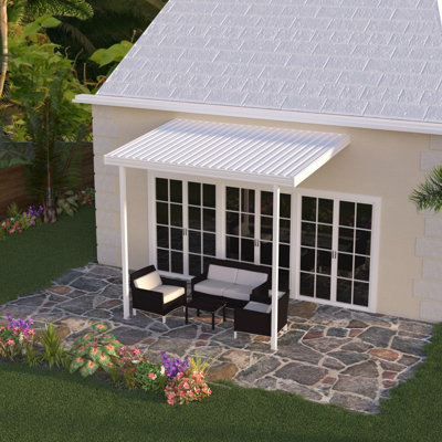 Aluminum 24 ft wide x 12 ft deep patio cover, White, 10lbs. snow load