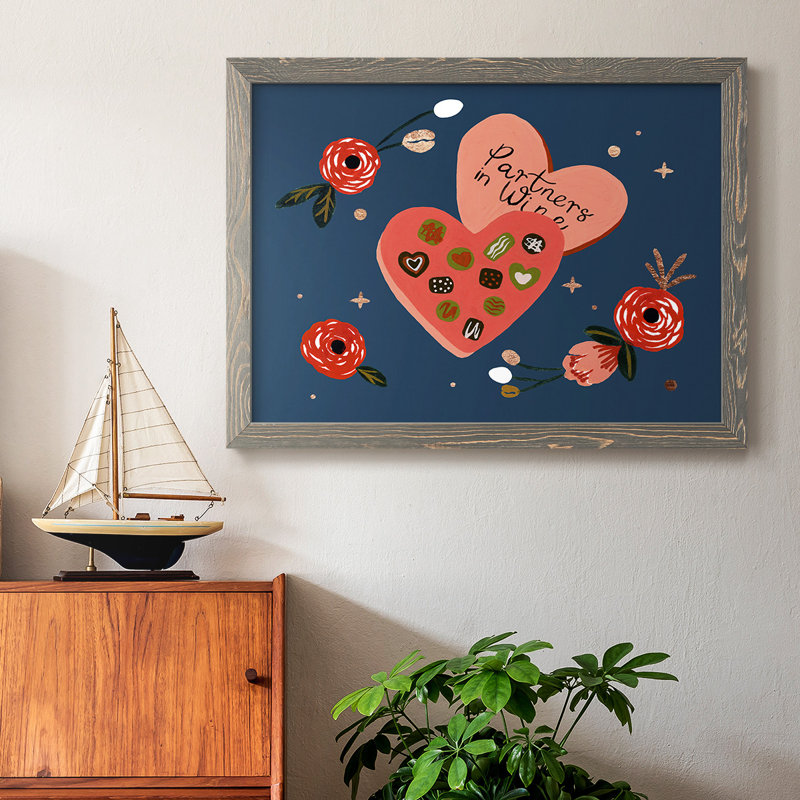 Happy Galentine I, reproduction d'art sur toile, Gris, H 26 po x l 38 po