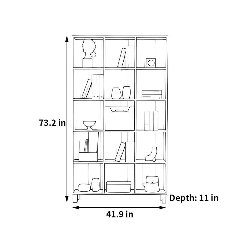 Une bibliothèque multifonctionnelle et pratique, (5 tablettes) H 73,2 po x l 41,9 po x P 11 po