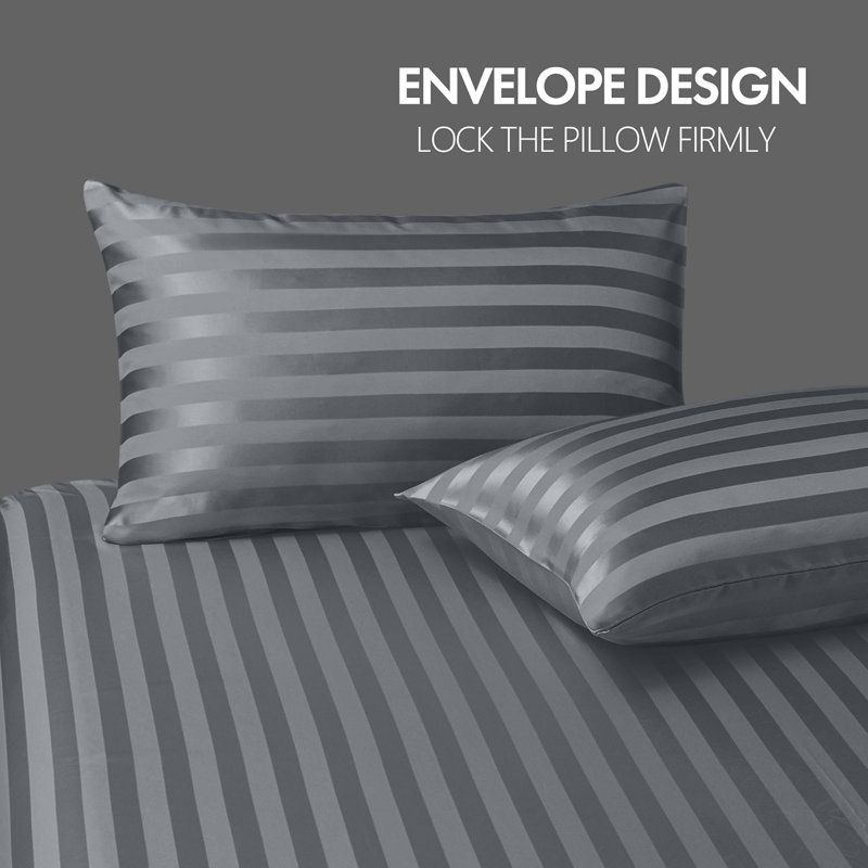 Luxury Stripe Standard Pillowcase - Set of 2, Grey