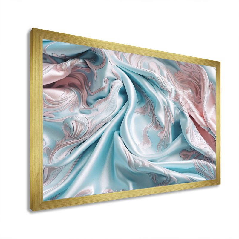 Rose bleu, couleurs dansantes IV, Toile encadrée dorée avec coins fermés, H 34 po x l 44 po x P 1,5 po