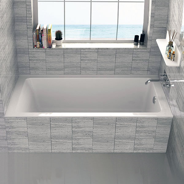 Alcove Soaking Fiberglass Bathtub, Right, 60" x 30"