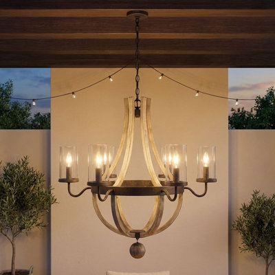 Mallie Brown/Black 6 -Bulb 30.5" H Outdoor Chandelier