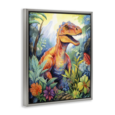 Cadre flottant vert jungle dinosaure, design par Creative Studio
