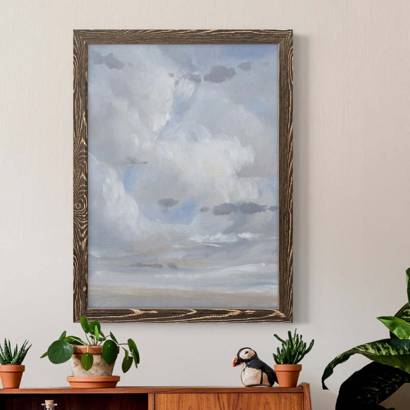 Toile encadrée de qualité supérieure bleu ciel II - prête à être accrochée, H 44 po x l 31 po, Toile encadrée noire