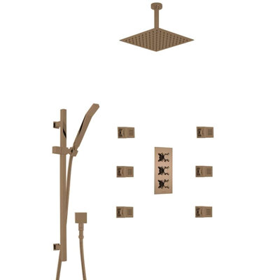 Fontana Reno Ceiling Mount Shower Head Set with 6 Body Massage Shower Jets