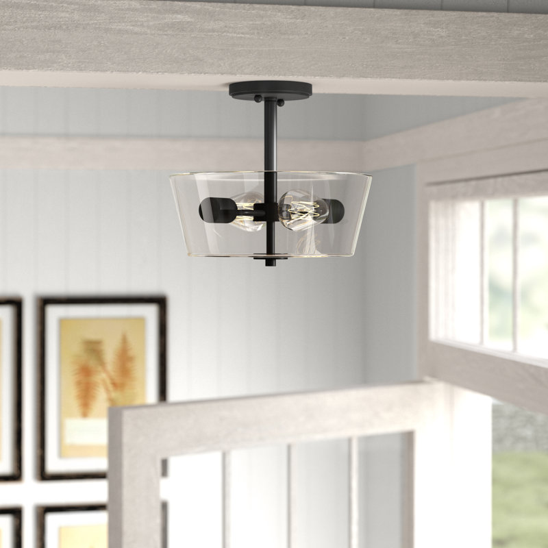 Plafonnier semi-encastré 12 po 2 lumières Samina, Satin platine