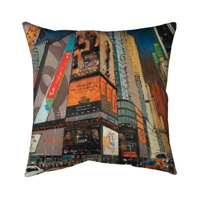 Illuminated New York City Street Throw - Building Blue Twill – Throw Pillow Cover Only, Double-Sided Print, Insert Not Included