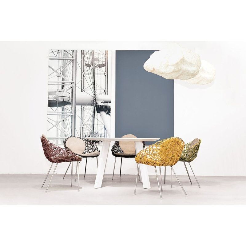 Noodle Upholstered Arm Chair, Aqua