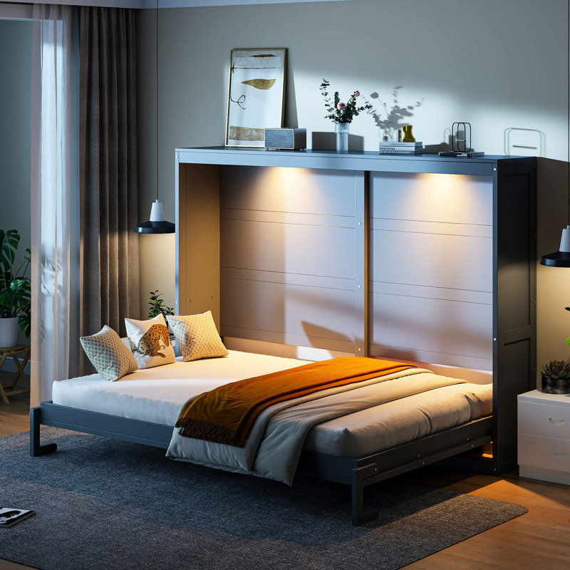 Lit à DEL gris - idéal pour la chambre d'amis, Gris