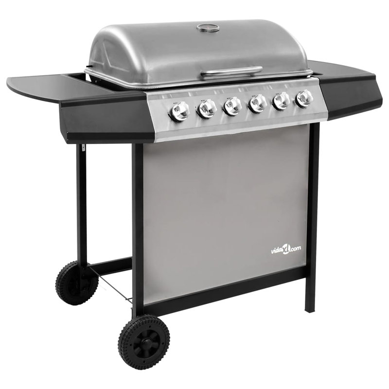 VidaXL 6 - Burner 13648 BTU BTU Gas and Charcoal Grill, Black/Silver