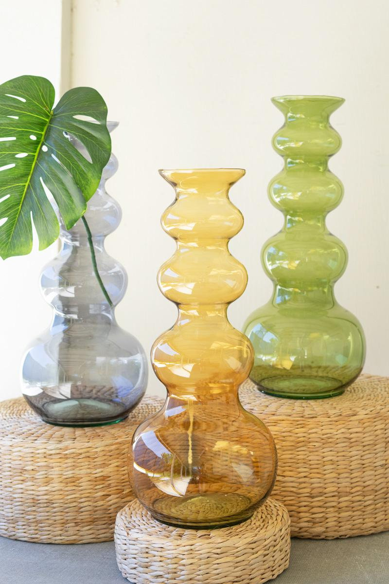 Small Glass Bubble Vase, 10" W x 10" D, Yellow