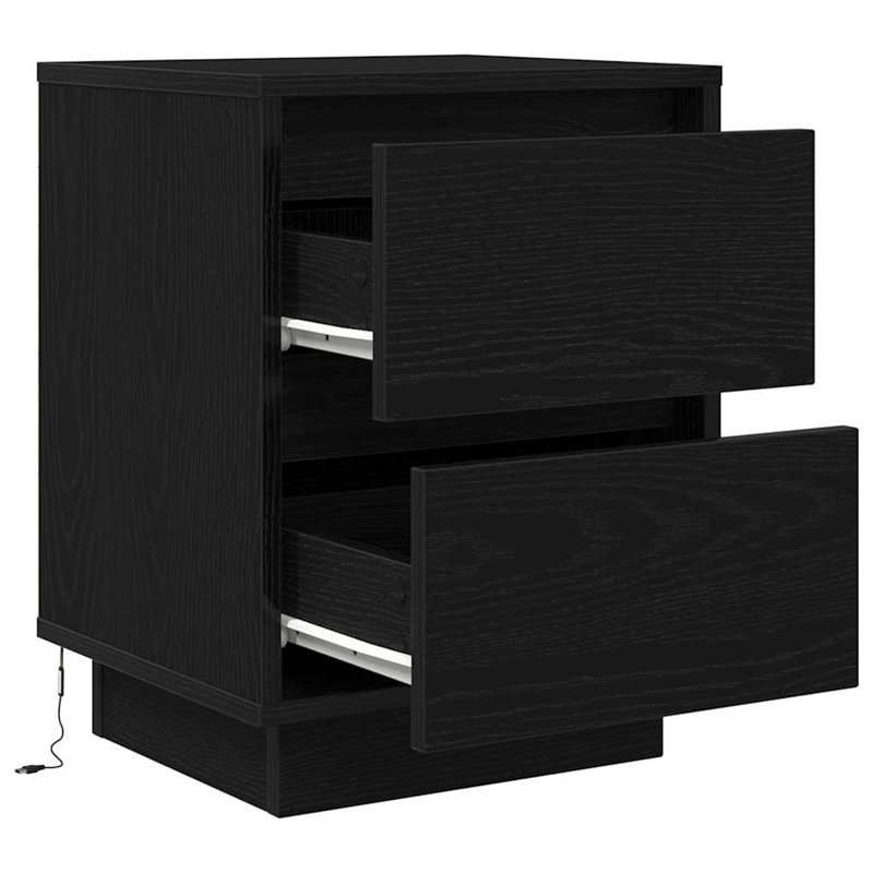 Darlisha 38cm W Manufactured Wood Bedside Table, Black, 1