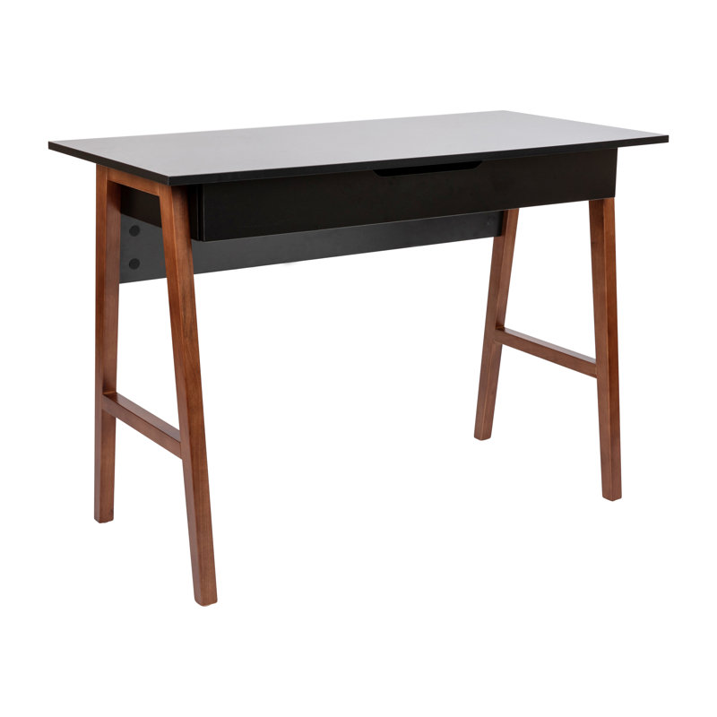 Bureau d'ordinateur avec tiroir Ferebee Home Office, Noir / grain de bois