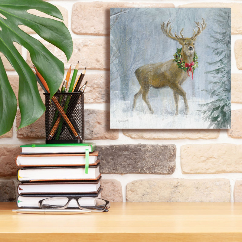  «Woodland Holidays 1 Deer» par Danhui Nai, art mural sur toile