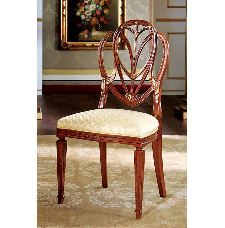Queen Anne Back Side Chair in Beige/Brown
