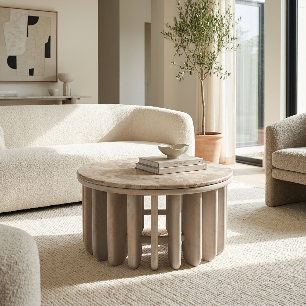 Jeimis 30" Genuine Marble Coffee Table