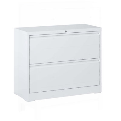 Durable Steel 2-Drawer Lateral File Cabinet with Lock, High-Security Storage for Legal/Letter/A4/F4 Size Documents