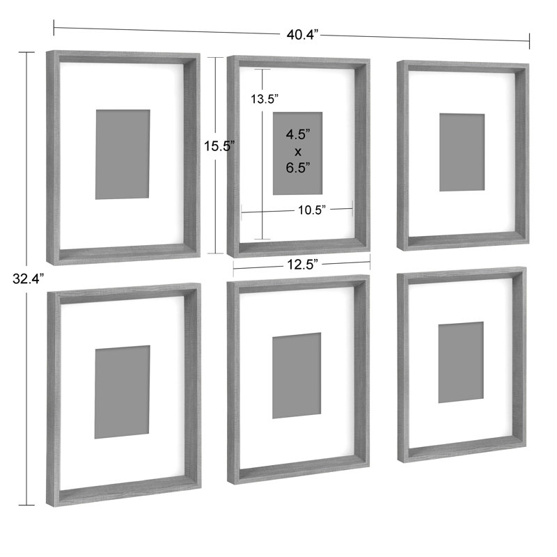 Ensemble de 6 reproductions d'art encadrées, Noir / blanc