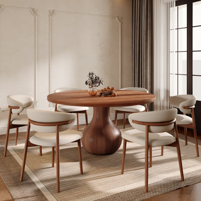 5-pieces/7-pieces Farmhouse Round Solid Wood Dining Set 39"/43"/47"/53"/59" Breakfast Nook Kitchen Table