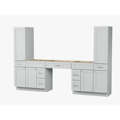 Ensemble de meuble-lavabo double 108 po avec armoire en lin massif Disar