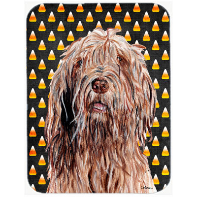 Planche à découper en verre caroline trésors chien à loutre Halloween Candy Corn