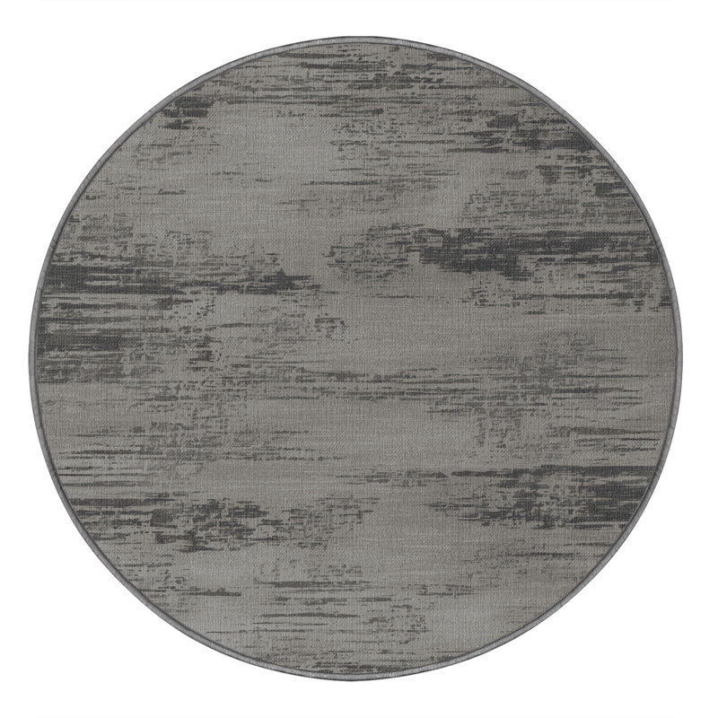 Tapis abstrait gris lavable à la machine, Rond 7 pi