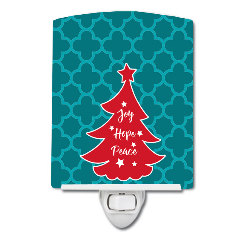 Christmas Tree Ceramic Night Light, Teal