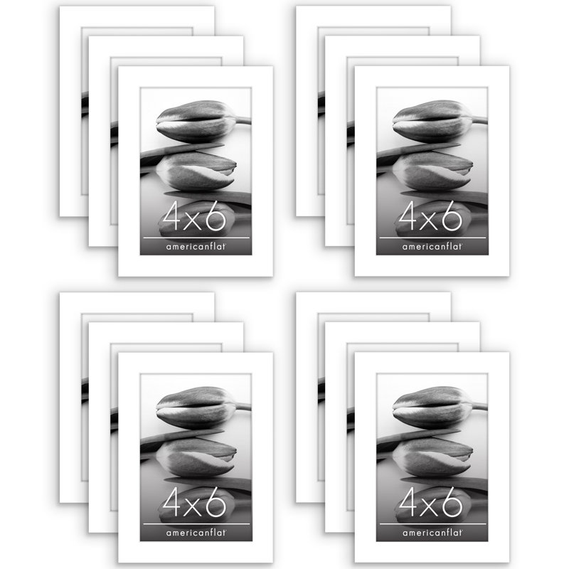 Cadre 12 pièces Americanflat - Plexiglas poli - Bois d'ingénierie, Blanc, 4 po x 6 po