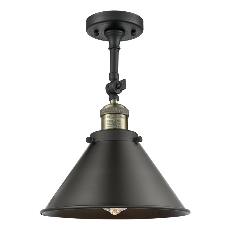 Paylor Semi Flush Mount, 6 Watt Vinage LED Bulb, Black Antique Brass
