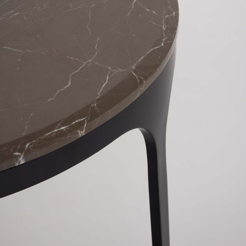 Camilla Marble End Table, Matte Black, Terra Brown, 22" H x 20" W x 20" D