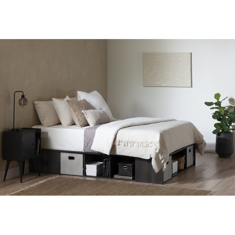 Gray Oak Full Captain's Bed with Storage Drawers