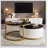 Modern Round Nesting Coffee Table Fluted with Drawer in White & Gold in 31.5''-1362751869