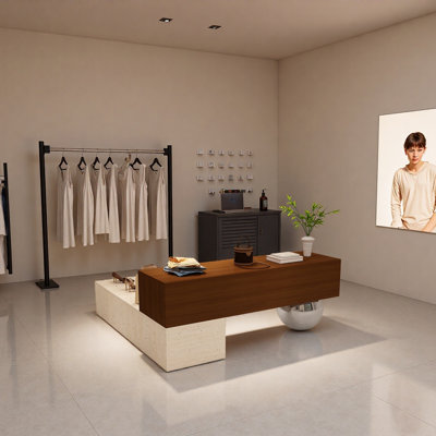 Table de présentation créative pour magasin de vêtements