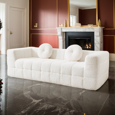 66.5" Modern Cloud Loveseat Sofa, Comfy 2-Seater Plush Upholstered Boneless Couch with 2 Pillow, No Assembly Required, Deep Seat Compression Couch for Living Room, Bedroom, Apartment