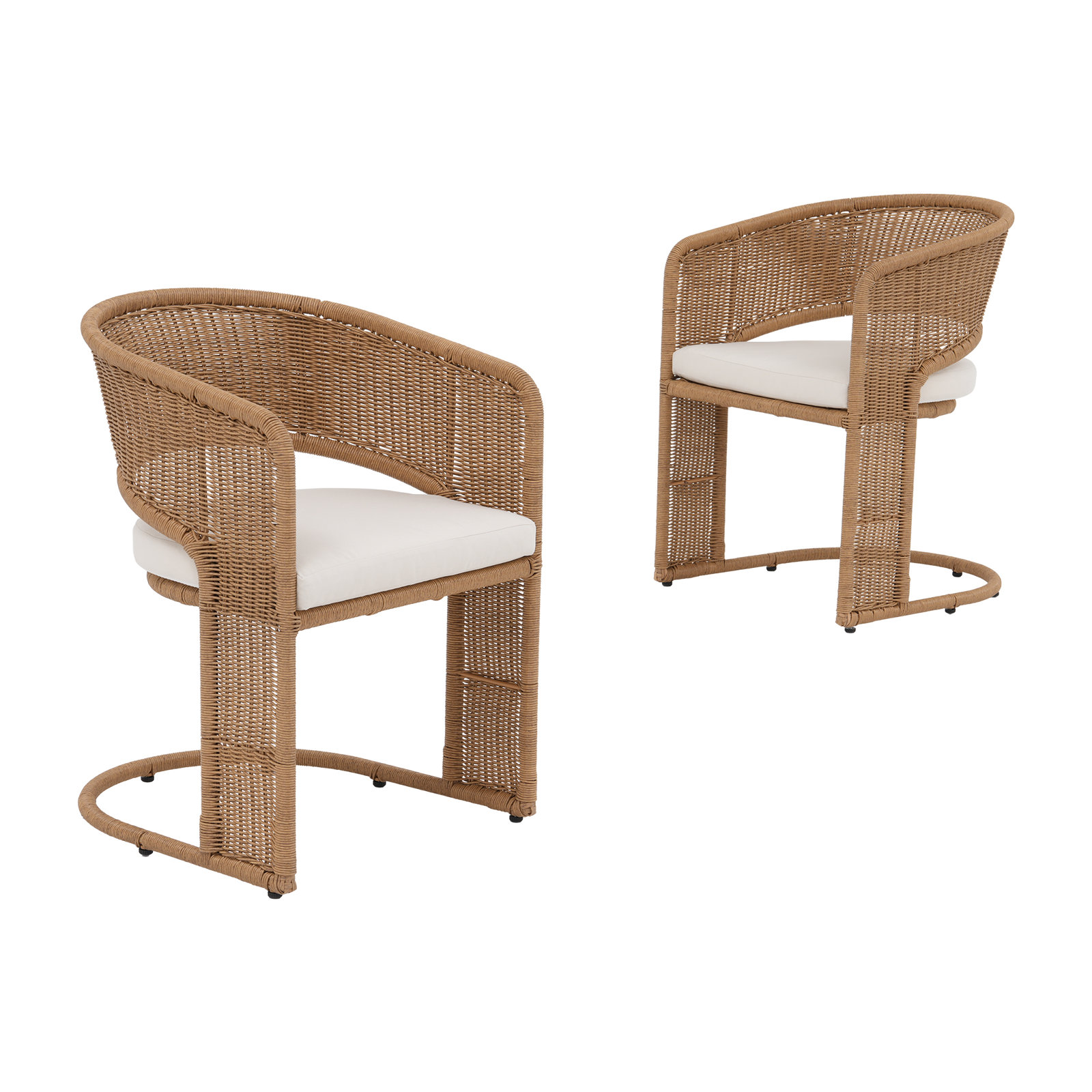 Outdoor  Wicker Dining Arm Chairs with Cushion