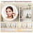 Small Vanity Desk With Mirror And Lights, Makeup Vanity Table With LED Mirror, 3 Lighting Modes, Power Outlet, Drawer, Open Shelves And Cushioned Stool For Bedroom-1701805054