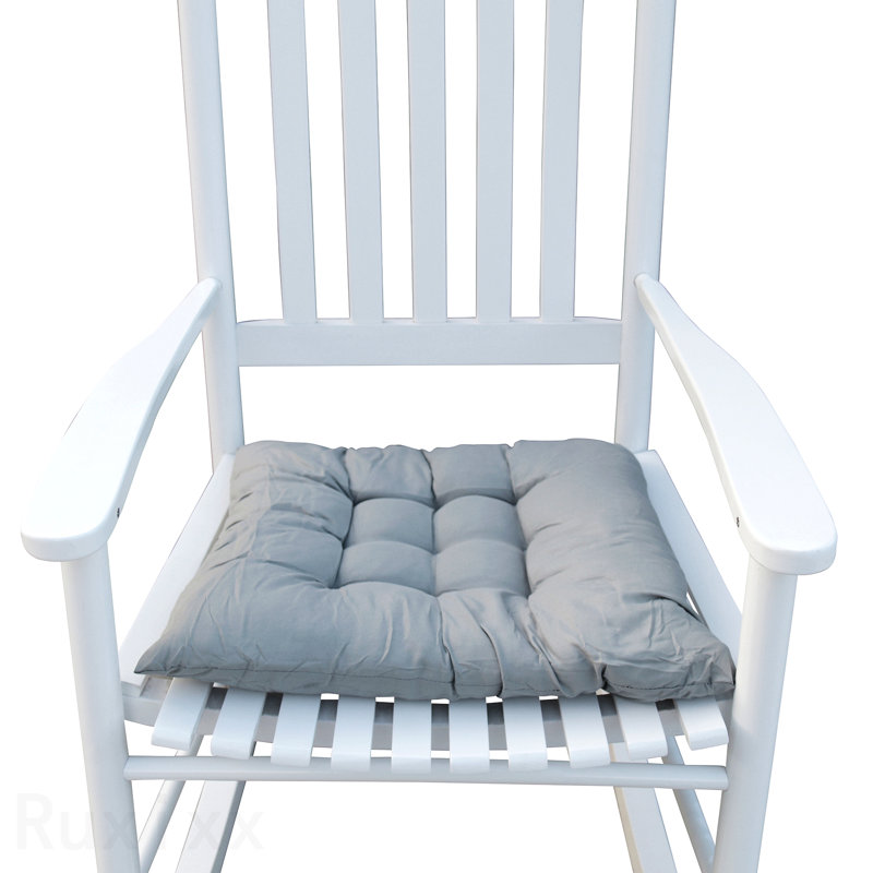 Chaise berçante en bois blanc, sans tapis
