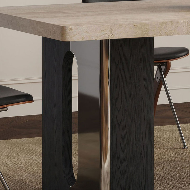 Table de salle à manger en porcelaine d'inspiration rétro, H 30,3 po x L 78,7 po x l 35,4 po