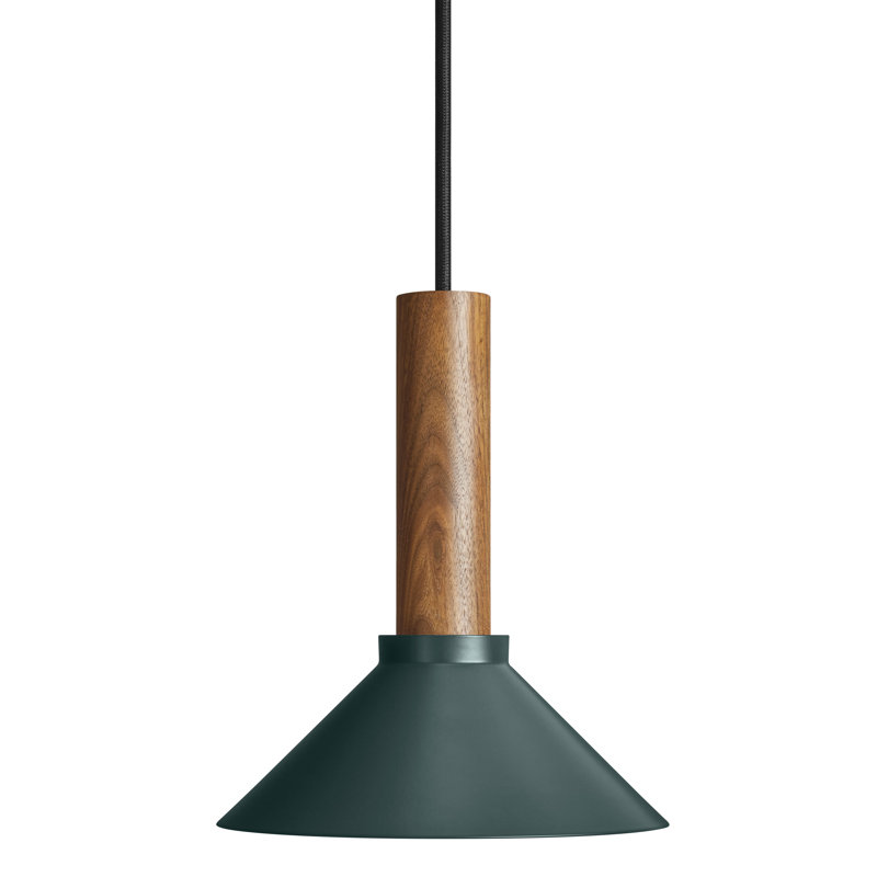 Emblem 1 - Light Pendant, Navy Green, 12" H x 14" W x 14" D, Walnut
