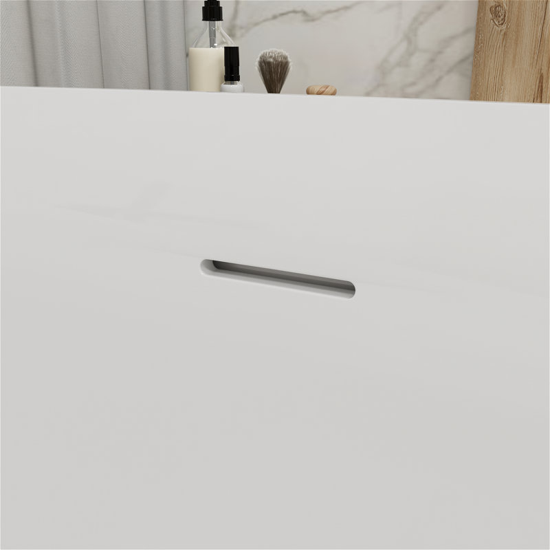 Petite baignoire autoportante en acrylique de 46,85 po x 27,3 po, siège intégré et surface antidérapante, bonde chromée pour un trempage sécuritaire dans les salles de bain compactes