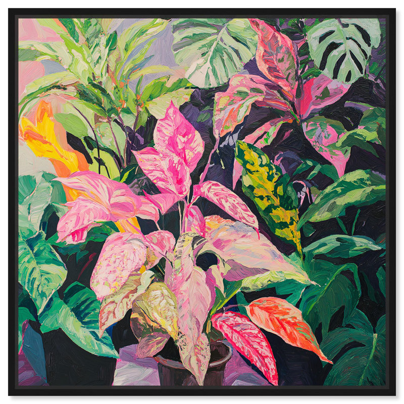 Art Remedy, art tropical brillant sur toile, H 13 po x l 13 po, Cadre flottant noir